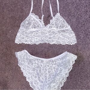 Elegant White Lace Bralette and Panty Set